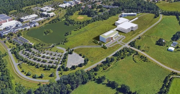 計劃在新澤西州霍普韋爾的西普林斯頓創新園區建造的佔地42英畝（約17萬平方米）百濟神州生產基地和臨床研發中心渲染圖。來源：百濟神州