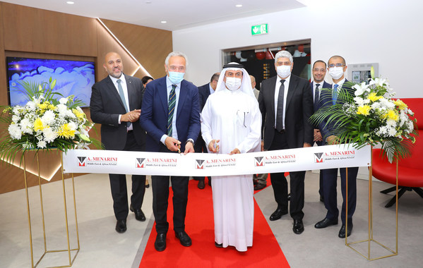 Menarini top management with Amin Hussain Al Amiri (Assistant Undersecretary of Public Health Policy and Licensing at the UAE Ministry of Health and Prevention) during the inauguration of the Menarini Regional Headquarters in Dubai Menarini top management with Amin Hussain Al Amiri (Assistant Undersecretary of Public Health Policy and Licensing at the UAE Ministry of Health and Prevention) during the inauguration of the Menarini Regional Headquarters in Dubai